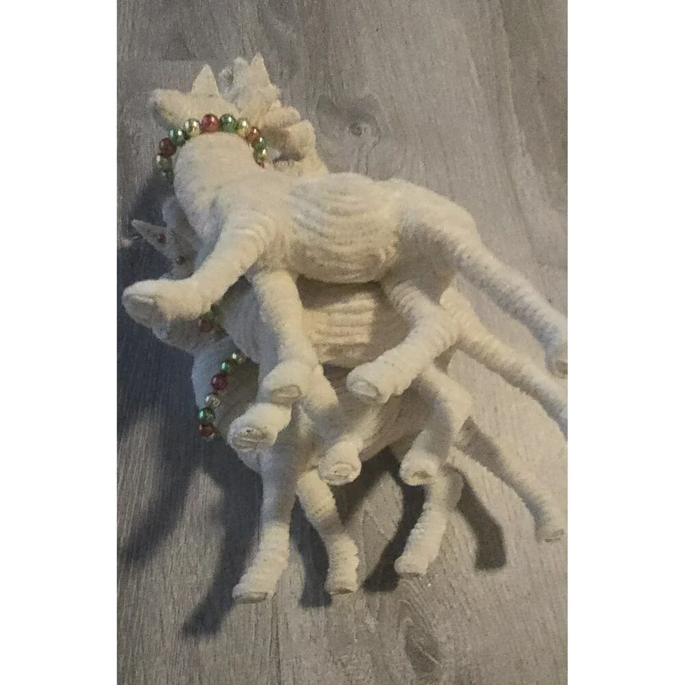 3~ Pottery Barn Chenille Reindeer Christmas bottle brush trees on Antlers